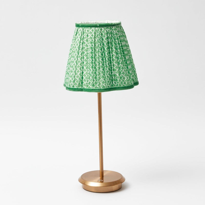 Tall Rechargeable Table Lamp with Green Lampshade (18cm)