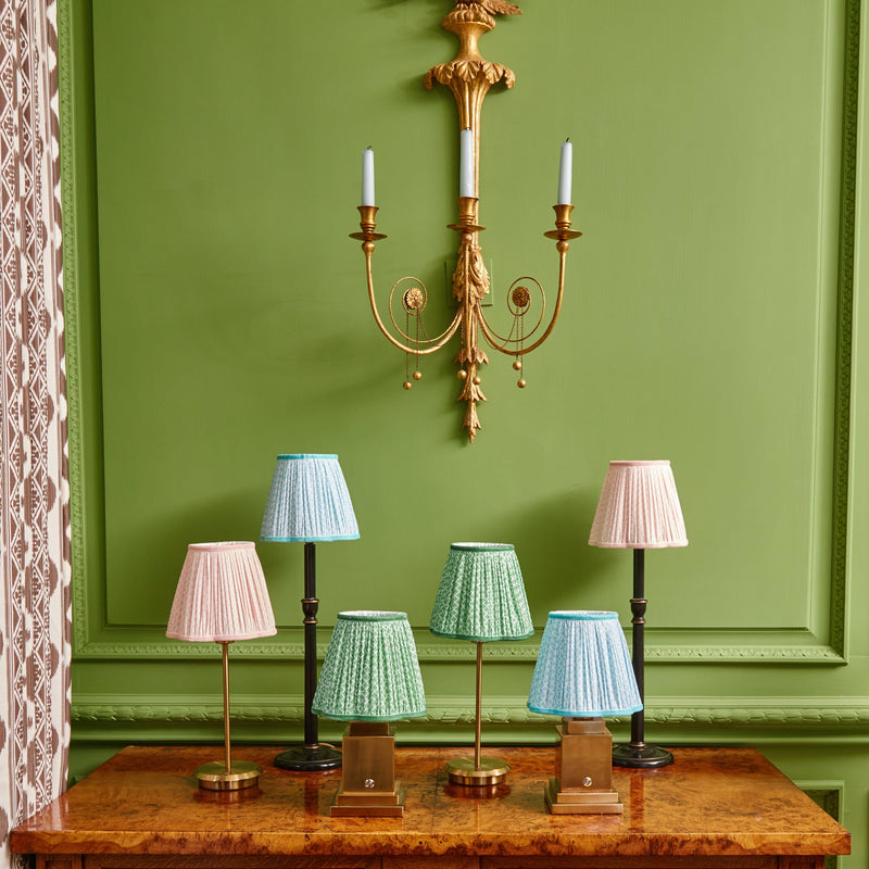 Tall Rechargeable Lamp with Green Lotus Lampshade - Mrs. Alice