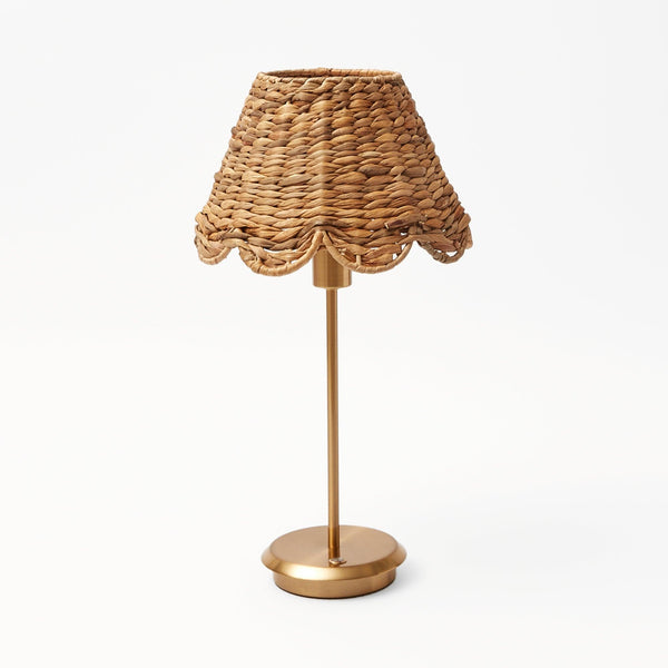 Tall Rechargeable Lamp with Natural Seagrass Lampshade - Mrs. Alice