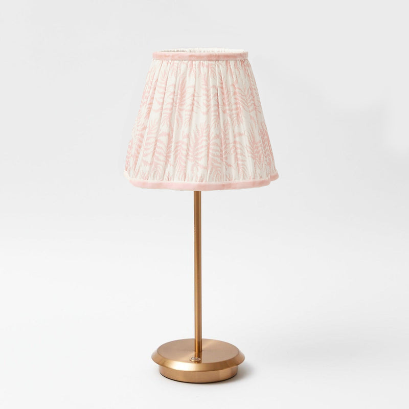 Tall Rechargeable Lamp with Pink Fern Lampshade
