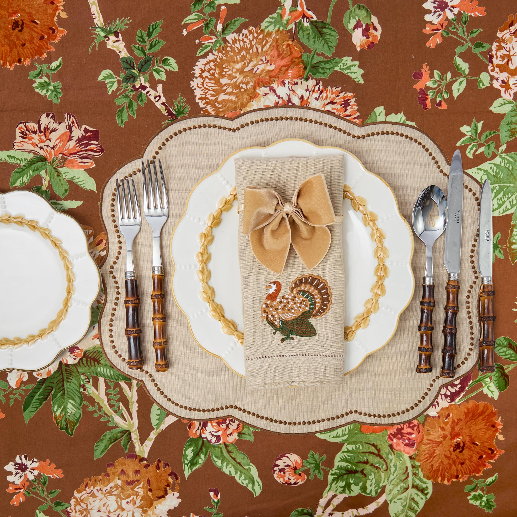 Taupe Embroidered Turkey Linen Napkins (Set of 4)