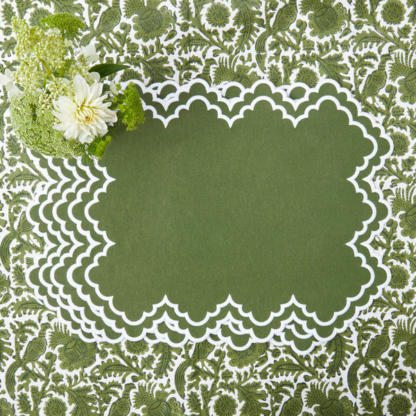 Scarlett Green & White Placemats (Set of 4)