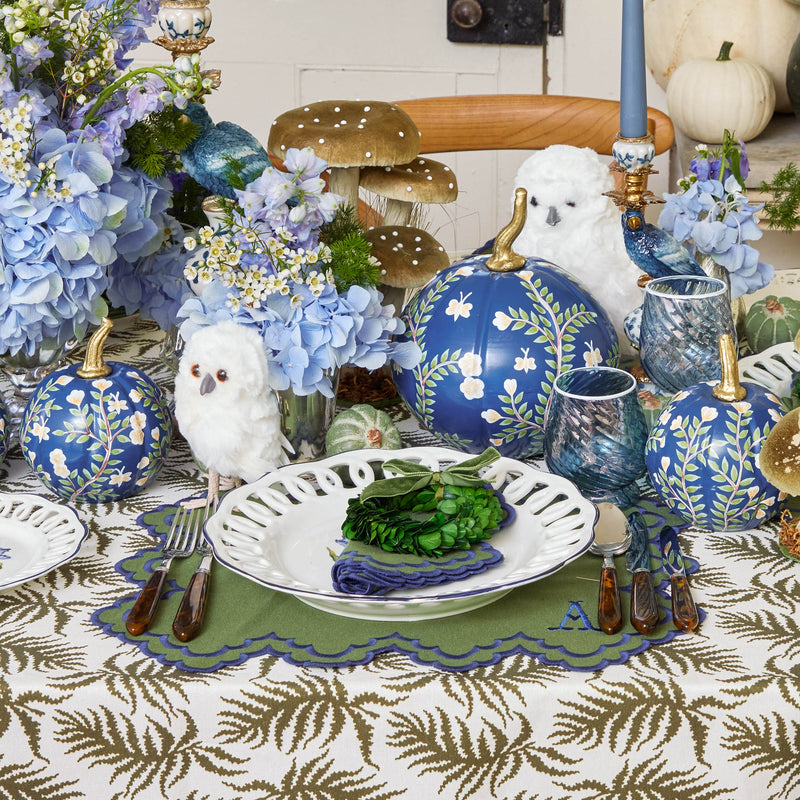 Create an enchanting autumn display with the Blue Chinoiserie Pumpkin ensemble.
