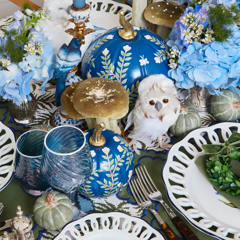 Whimsical charm: Blue Chinoiserie Pumpkins for an elegant touch.