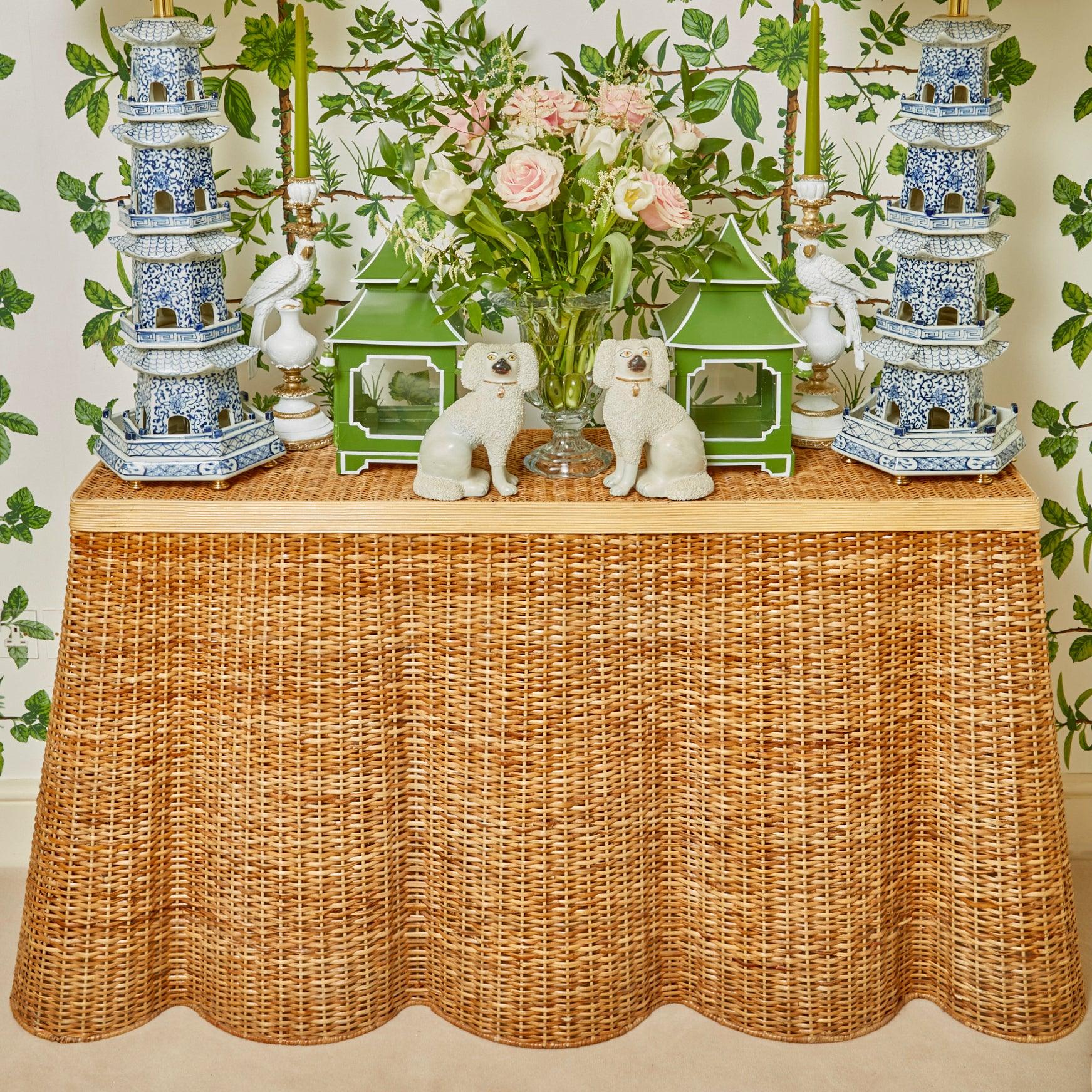 Vivienne Rattan Scalloped Console Table– Mrs. Alice