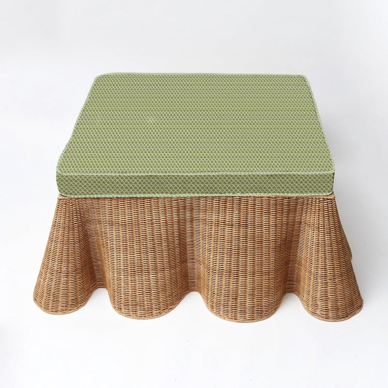 Vivienne Rattan Scalloped Ottoman - Mrs. Alice