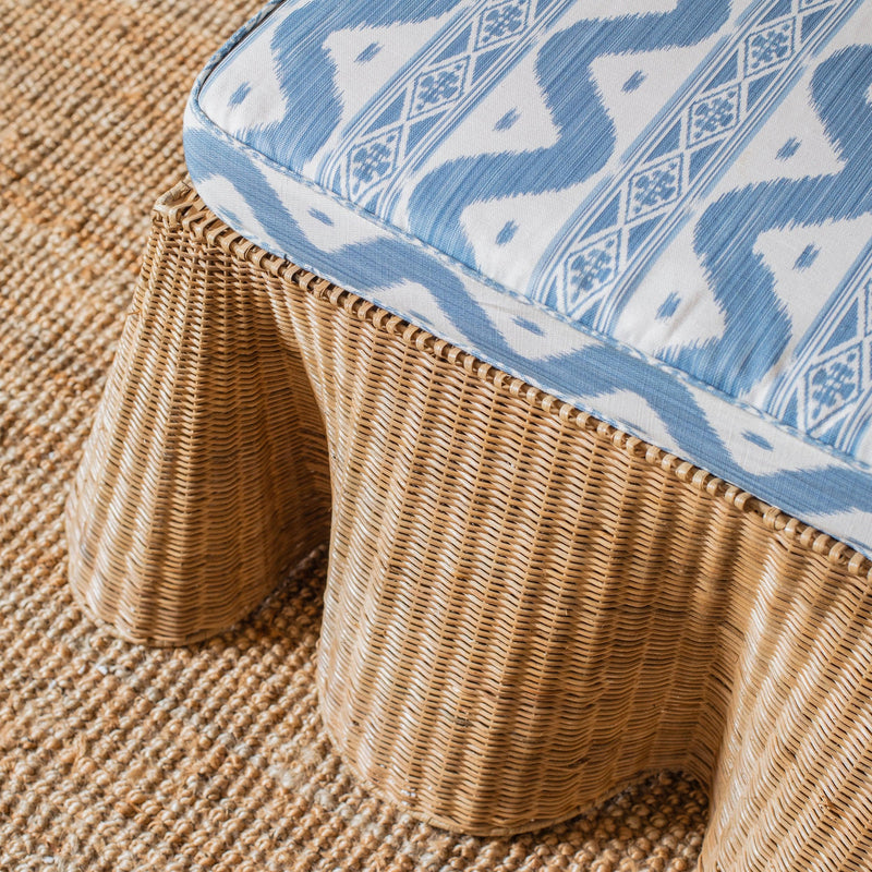 Vivienne Rattan Scalloped Ottoman - Mrs. Alice