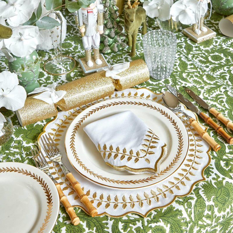 White & Gold Laurel Napkins (Set of 4) - Mrs. Alice