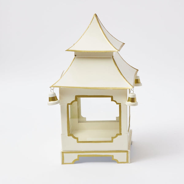 White & Gold Pagoda Lantern - Mrs. Alice