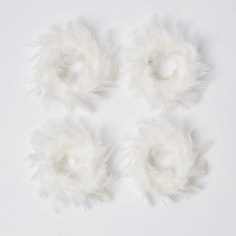 White Feather Wreath (Set of 4) - Mrs. Alice