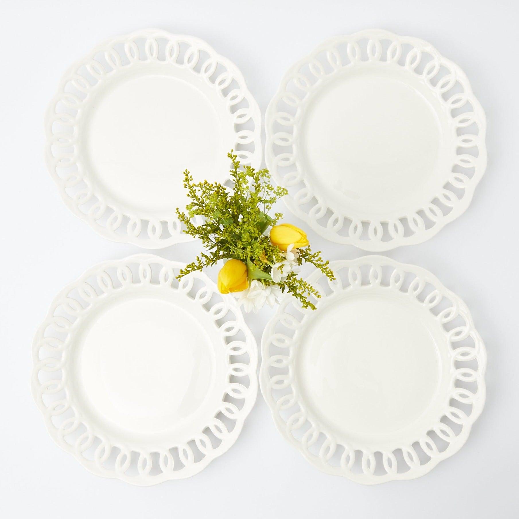 White Lace Dinner Plates (Set of 4)