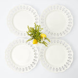 Elevate your Christmas decor with the classic and elegant beauty of our Set of 4 White Lace Dinner Plates - a statement of holiday sophistication, ensuring your holiday table is well-prepared and stylish.