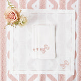White Linen Pink Bow Napkins (Set of 4) - Mrs. Alice