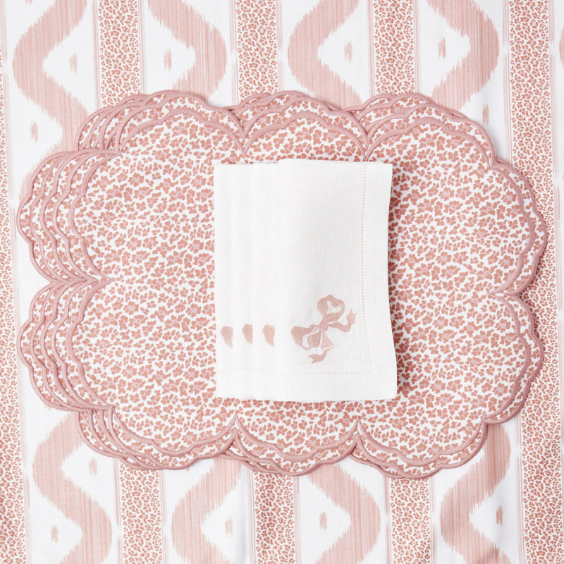 White Linen Pink Bow Napkins (Set of 4) - Mrs. Alice