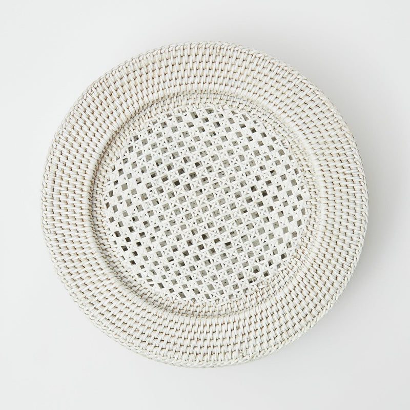 White Rattan Charger Plates (Set of 4) - Mrs. Alice