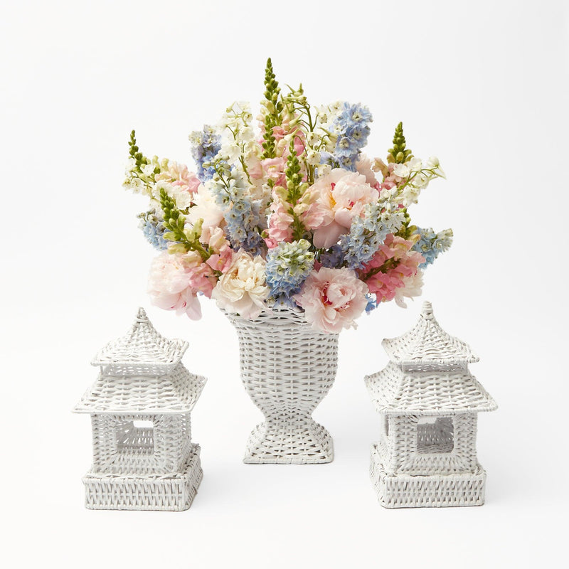 White Rattan Pagoda & Urn Vase Set - Mrs. Alice