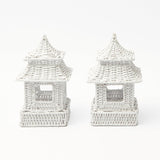 White Rattan Pagoda & Urn Vase Set - Mrs. Alice