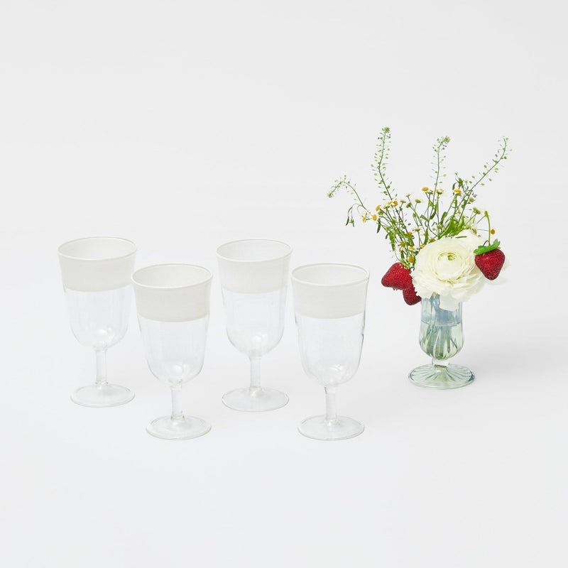 White Ribbon Wine Glasses (Set of 4) - Mrs. Alice