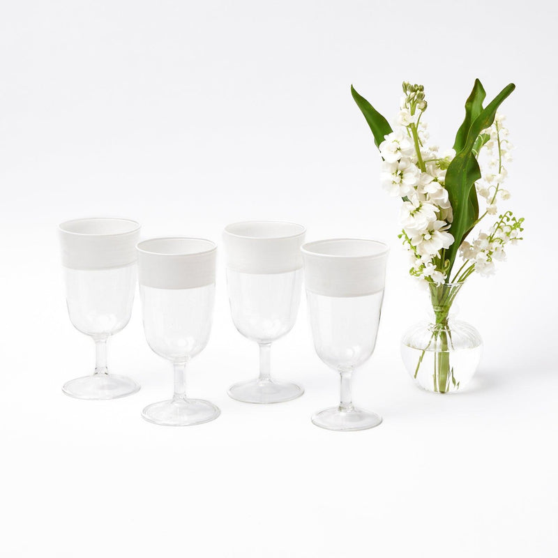 White Ribbon Wine Glasses (Set of 4) - Mrs. Alice