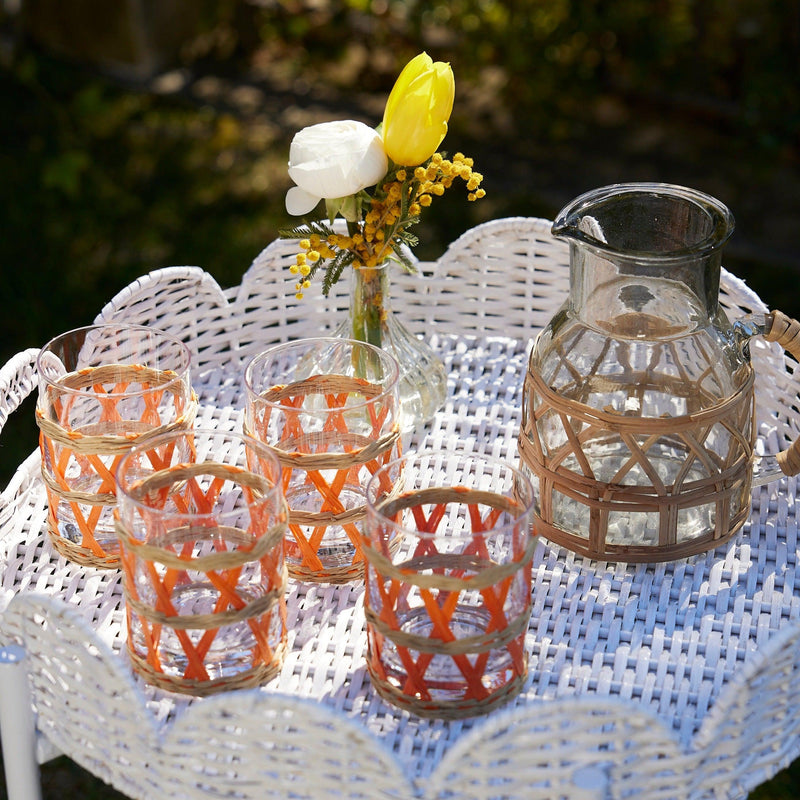 White Round Scalloped Rattan Tray - Mrs. Alice