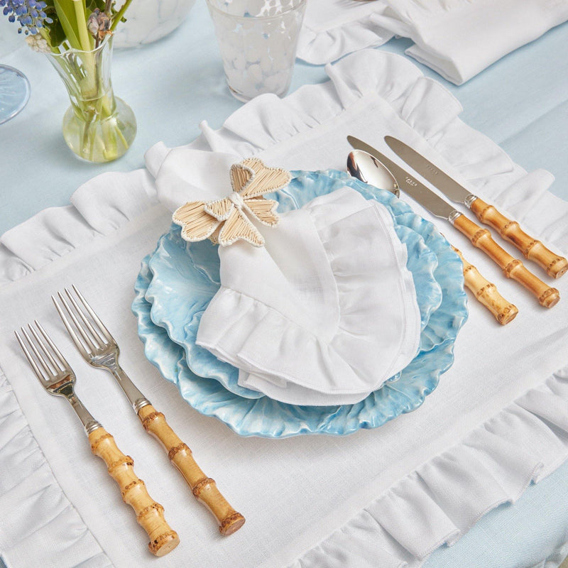 White Ruffle Linen Placemats (Set of 4) - Mrs. Alice