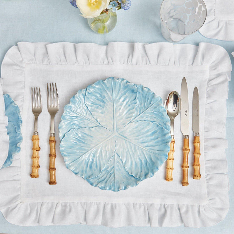 White Ruffle Linen Placemats (Set of 4) - Mrs. Alice