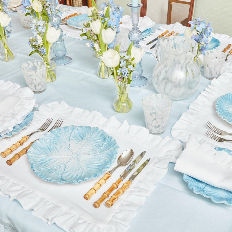 White Ruffle Linen Placemats (Set of 4) - Mrs. Alice