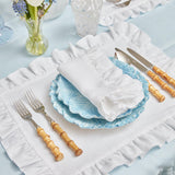 White Ruffle Linen Placemats (Set of 4) - Mrs. Alice