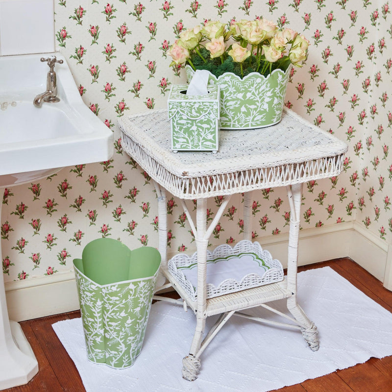 White Small Scalloped Rattan Tray - Mrs. Alice