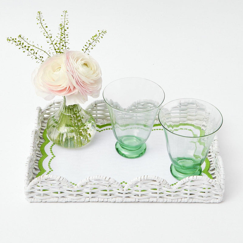 White Small Scalloped Rattan Tray - Mrs. Alice