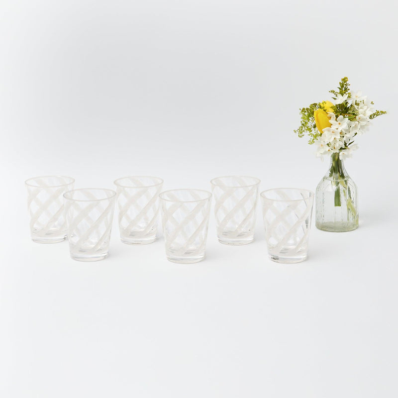 White Swirl Outdoor Glasses (Set of 6) - Mrs. Alice