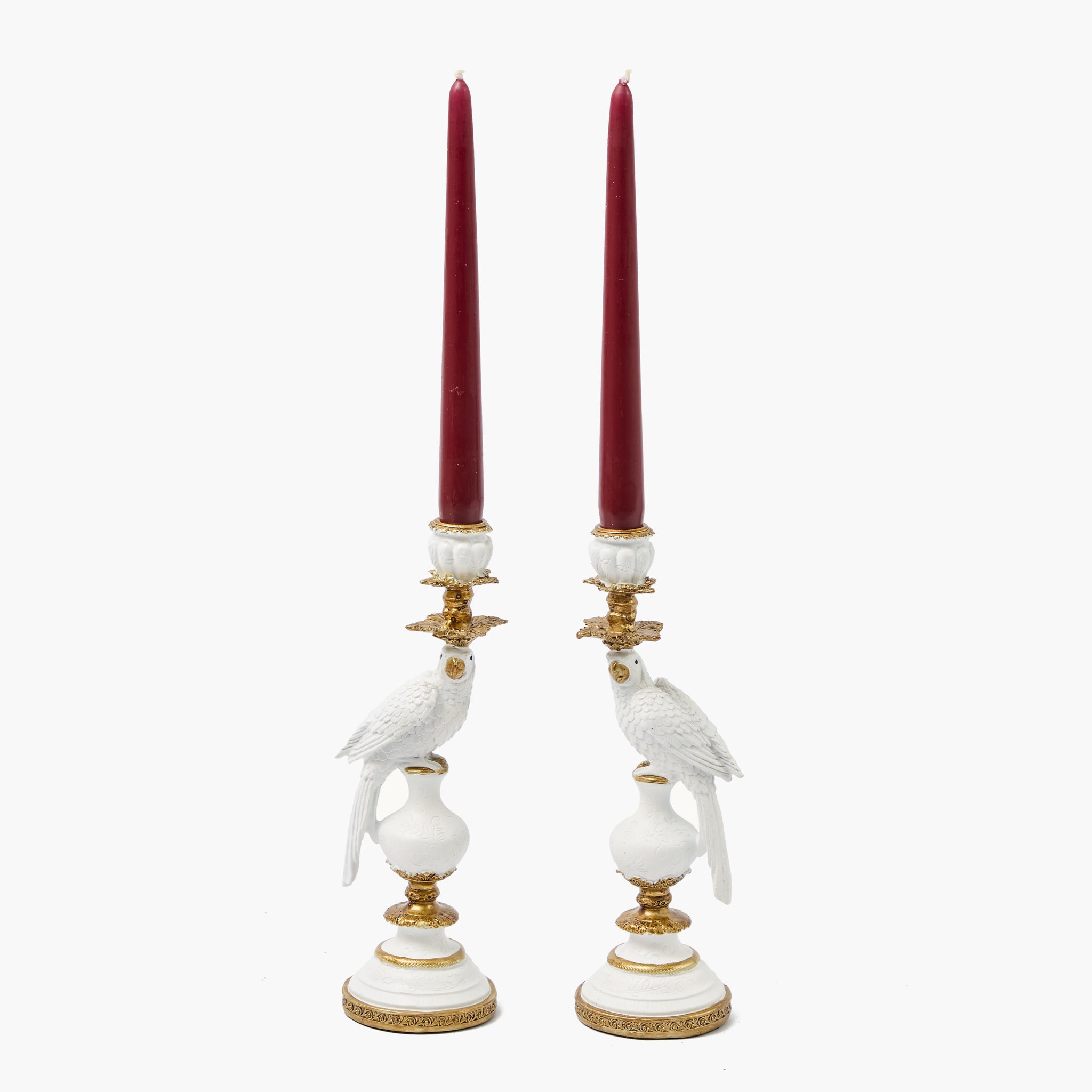 Small White Parrot Candle Holder (Pair)