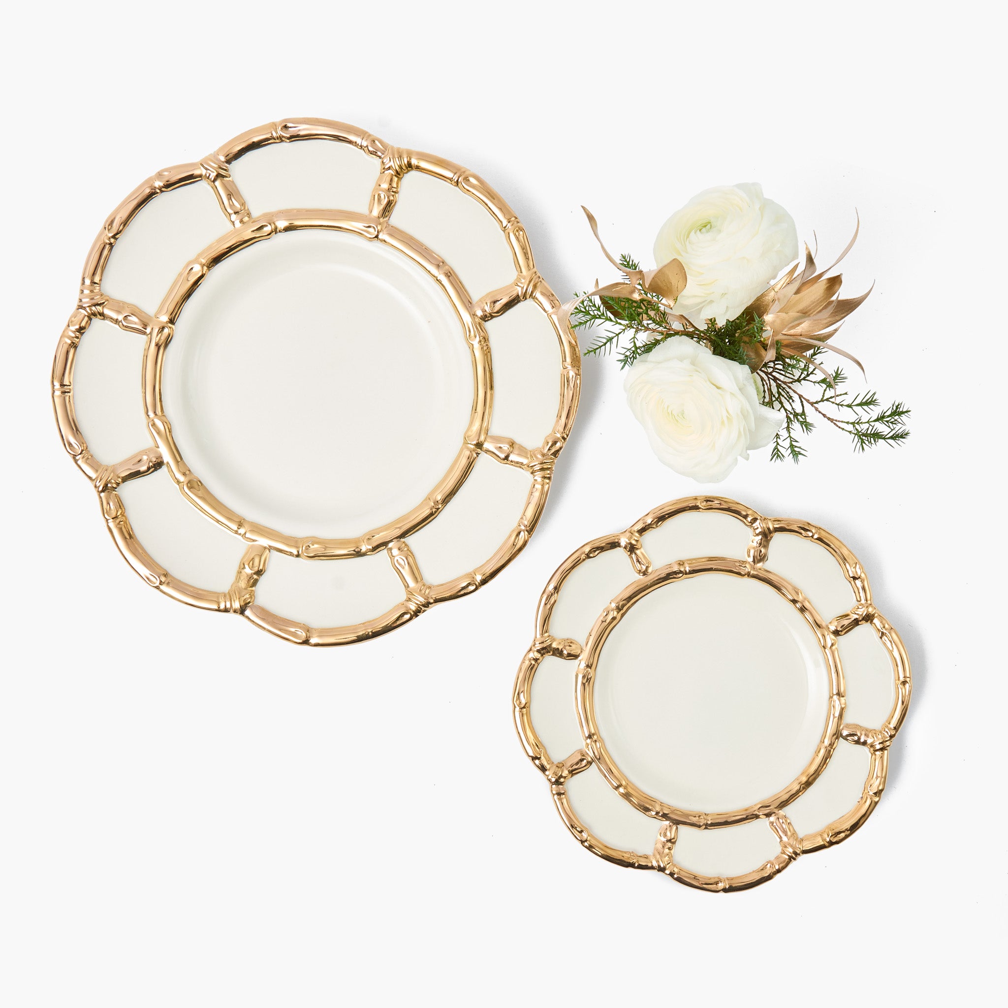 Gold Petal Bamboo Ceramic Starter Plate