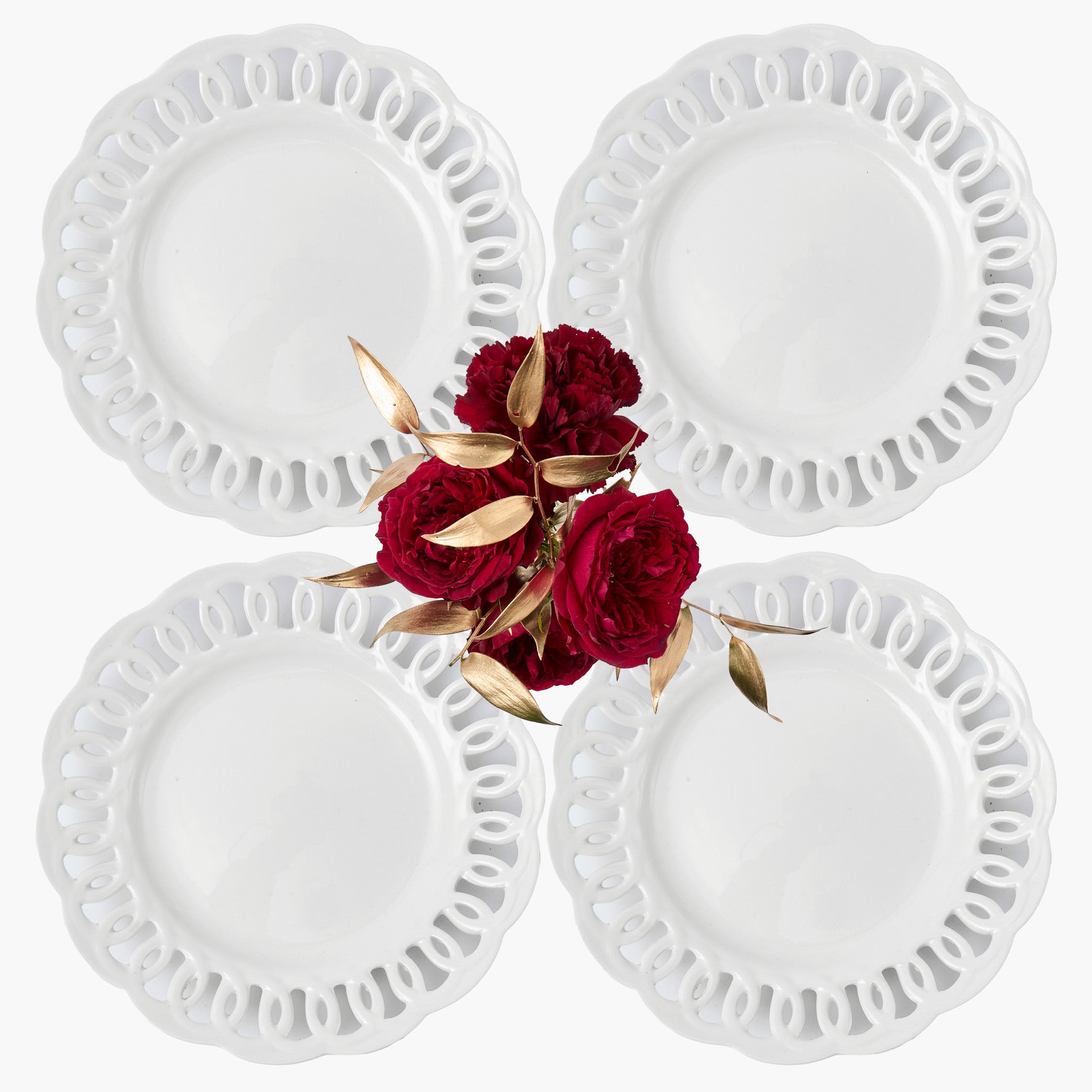 White Lace Dinner Plates (Set of 4)