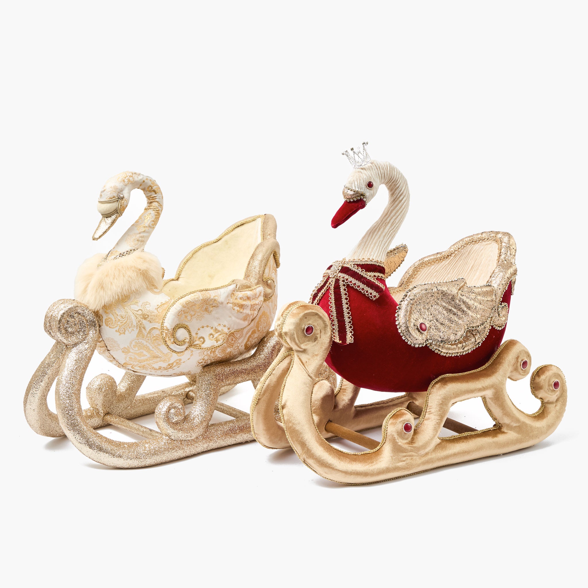 Cream Glitter Swan Sleigh