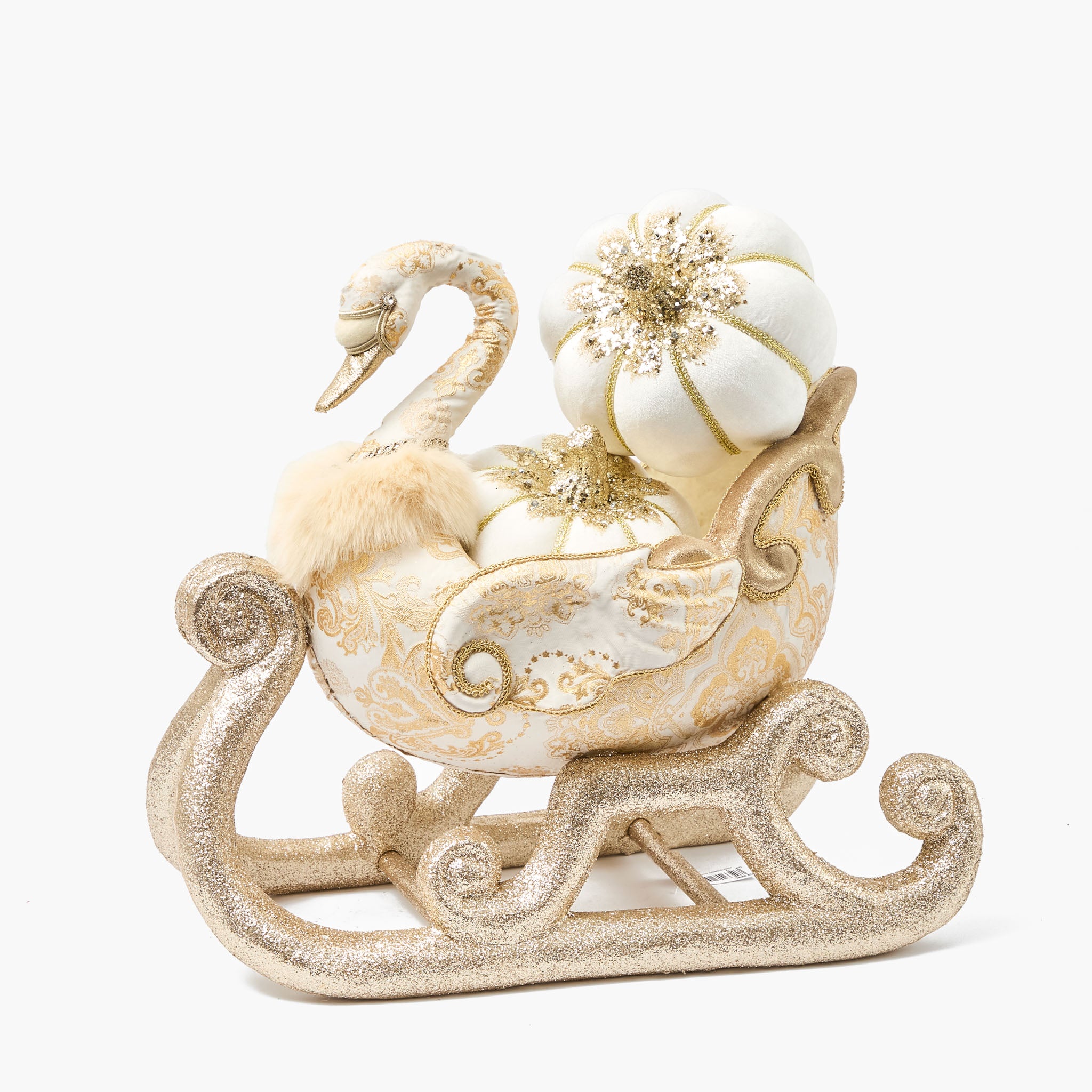 Cream Glitter Swan Sleigh