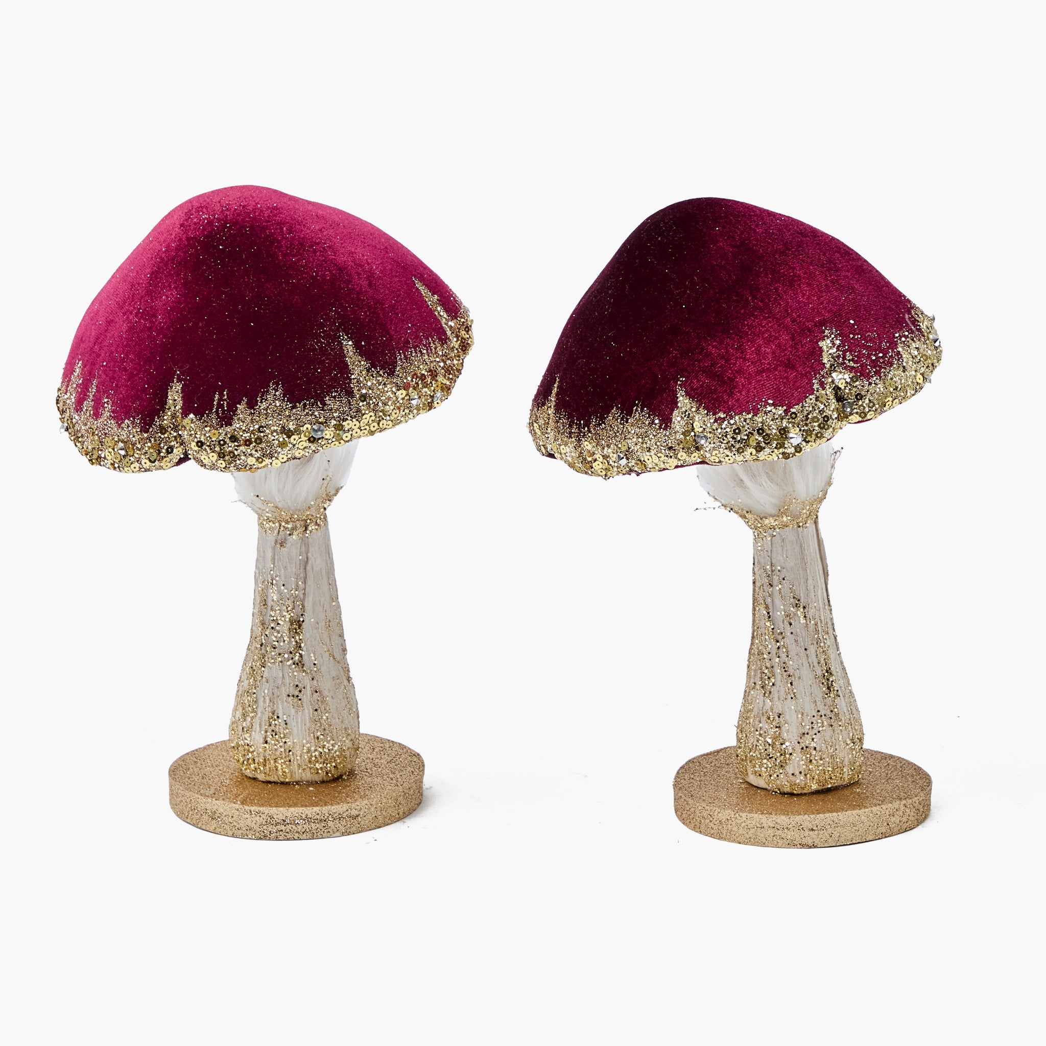 Burgundy Glitter Mushroom (Pair)