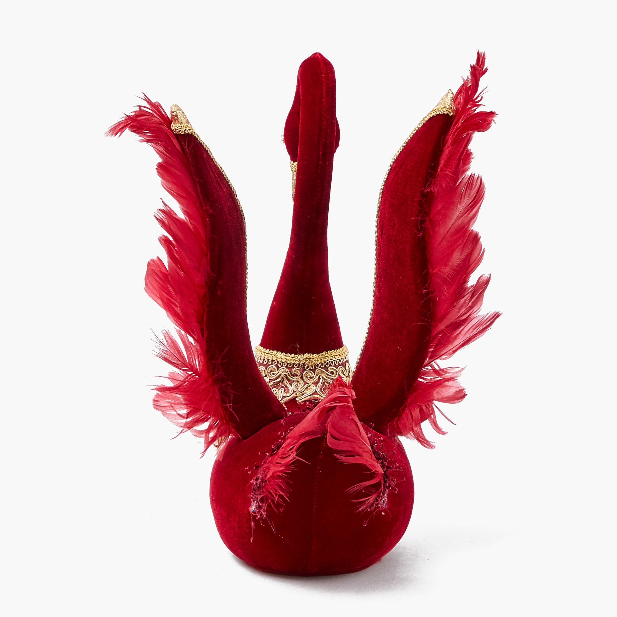 Burgundy Velvet Glitter Swans (Pair)