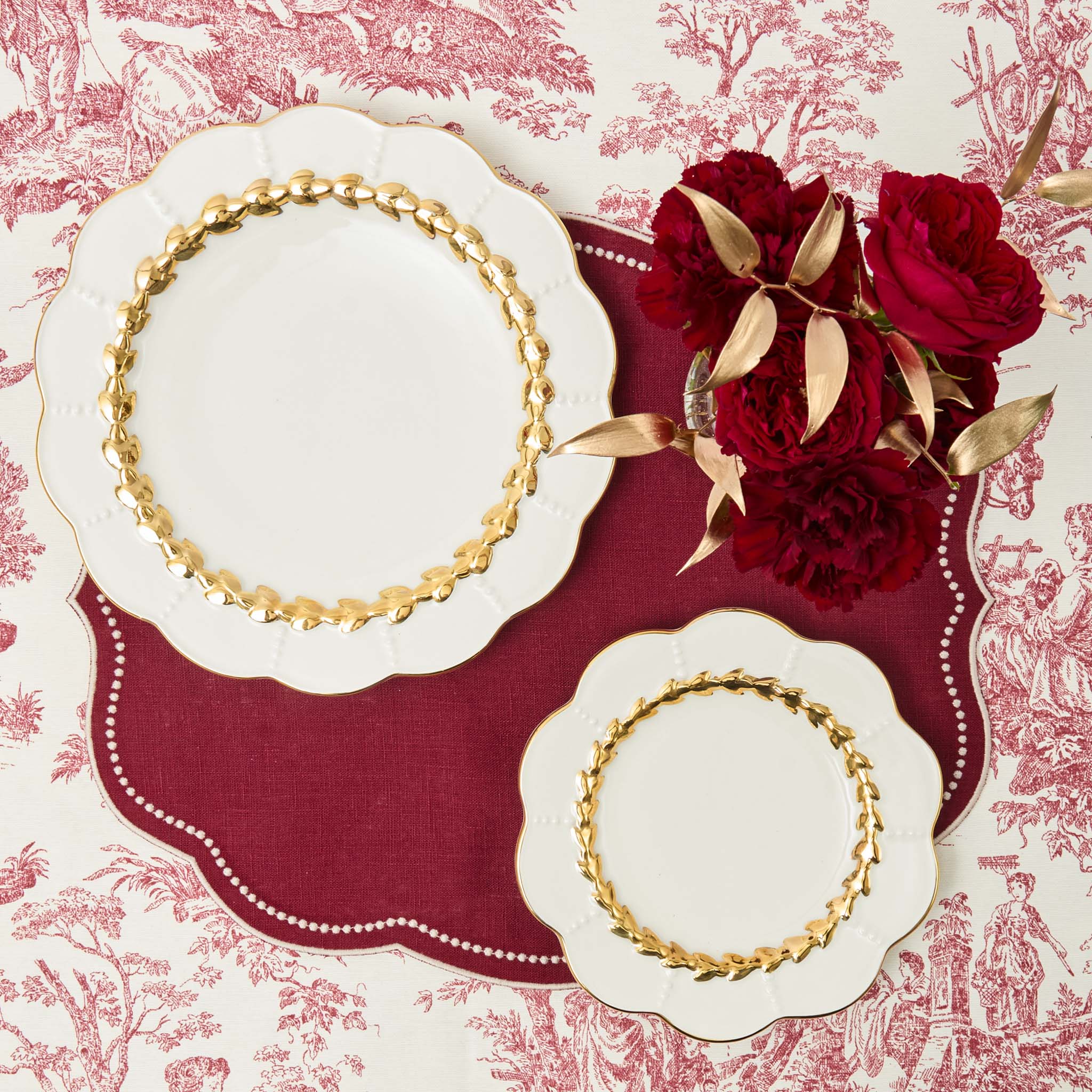 Eloise Burgundy Linen Placemats (Set of 4)