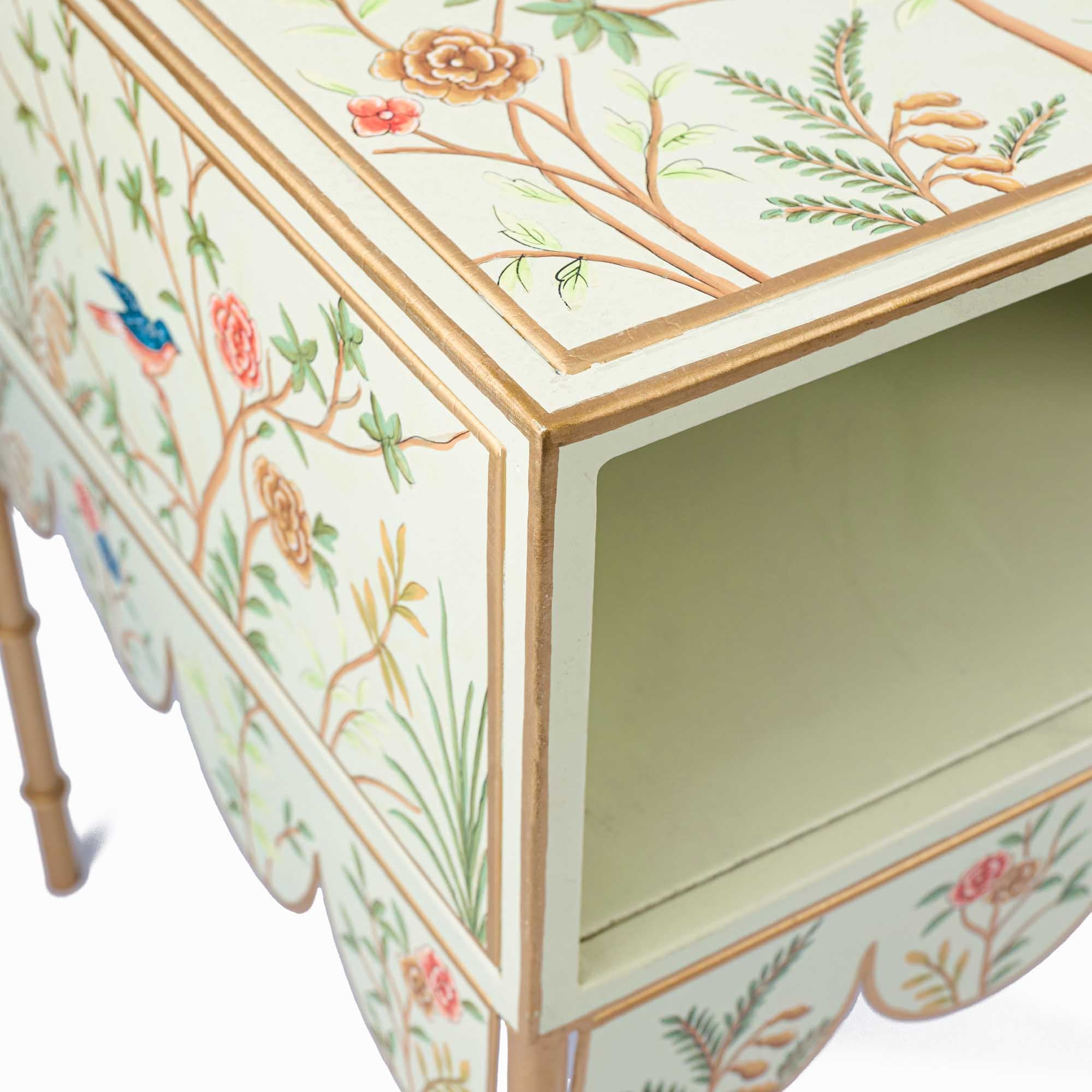 Green Chinoiserie Bedside Table