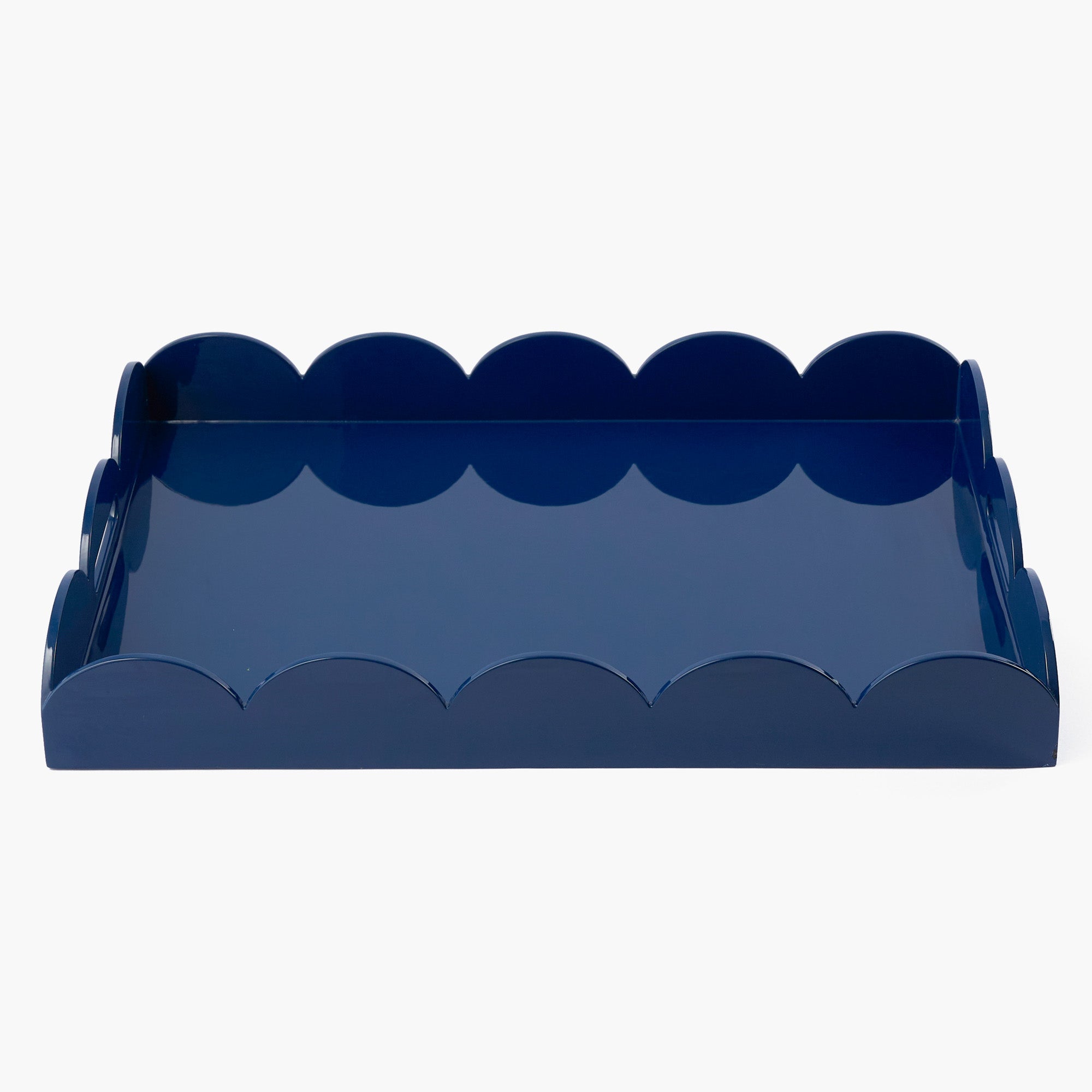 Navy Blue Lacquer Scalloped Tray