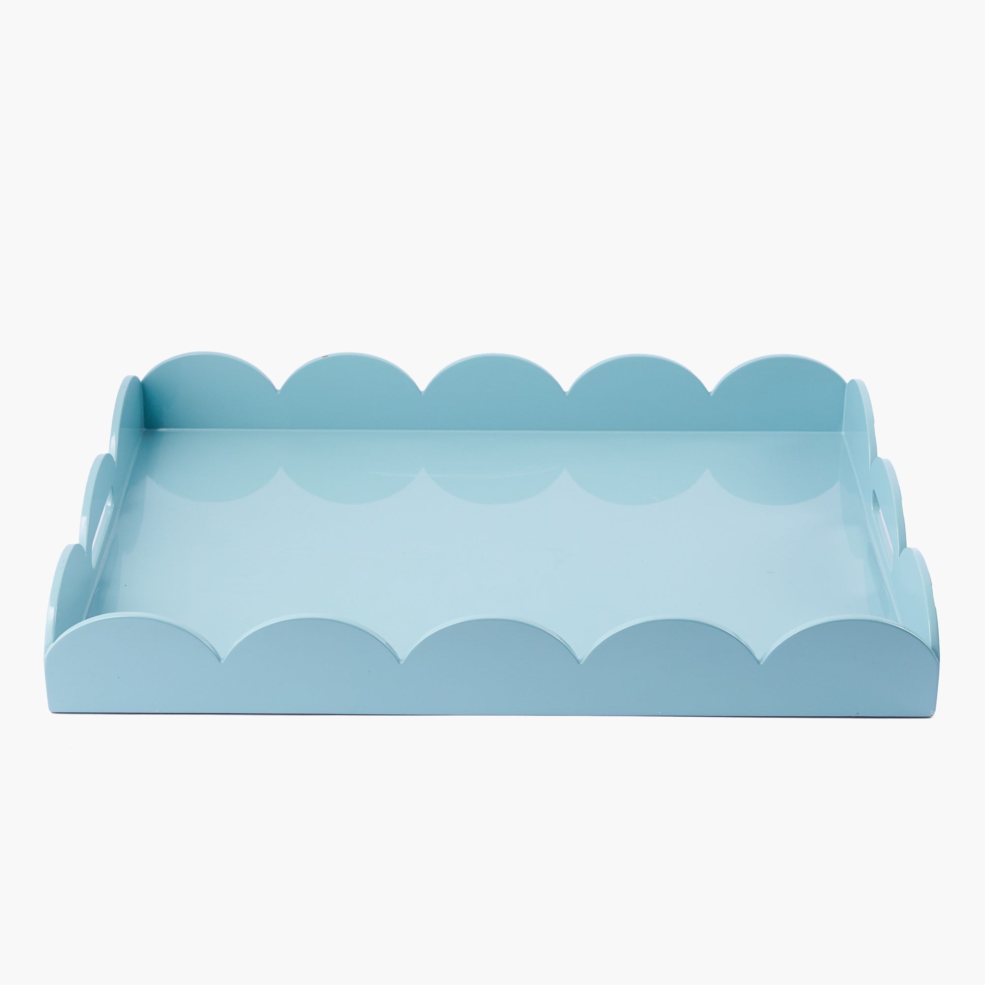 Duck-egg Blue Scalloped Lacquer Tray