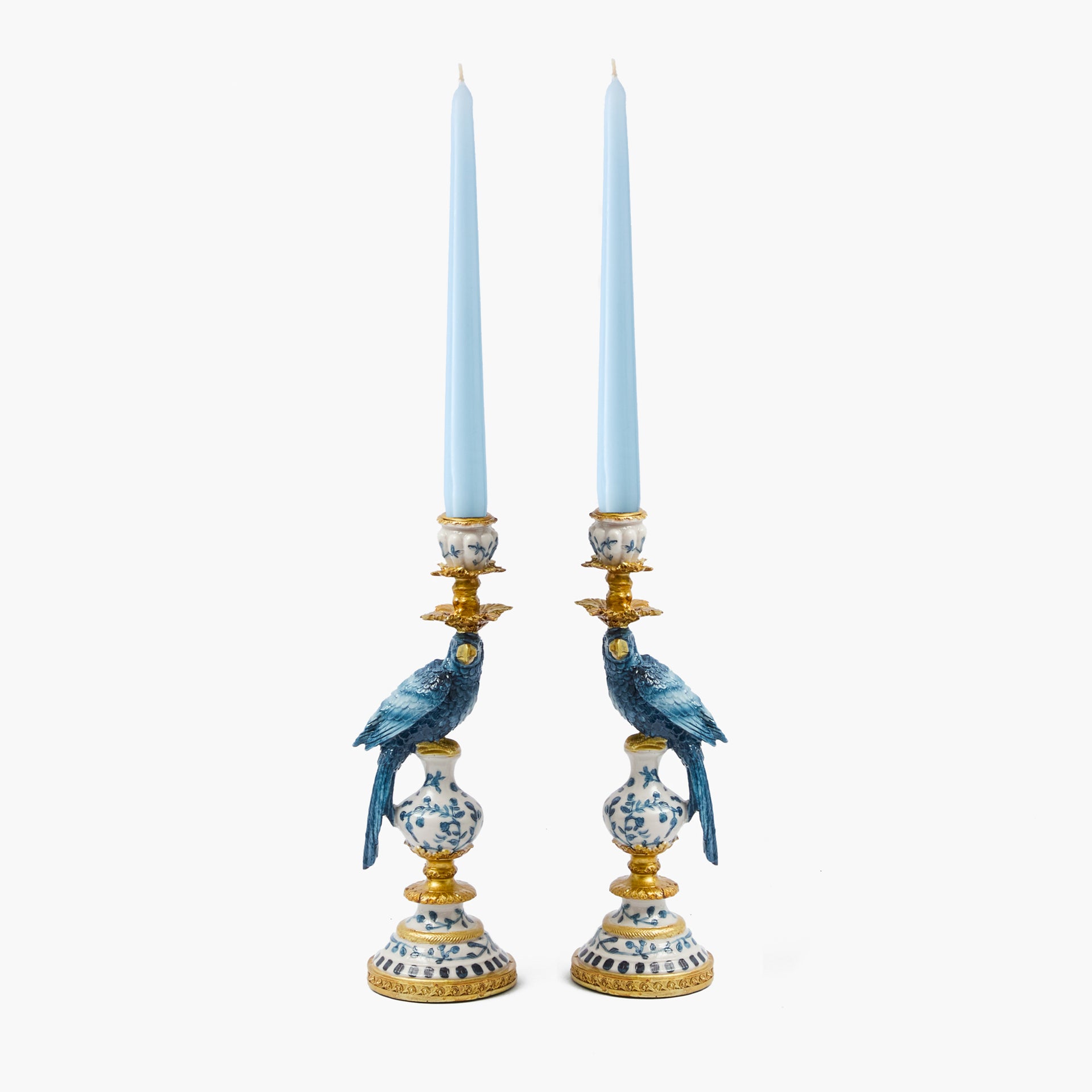Small Blue Parrot Candle Holder (Pair)