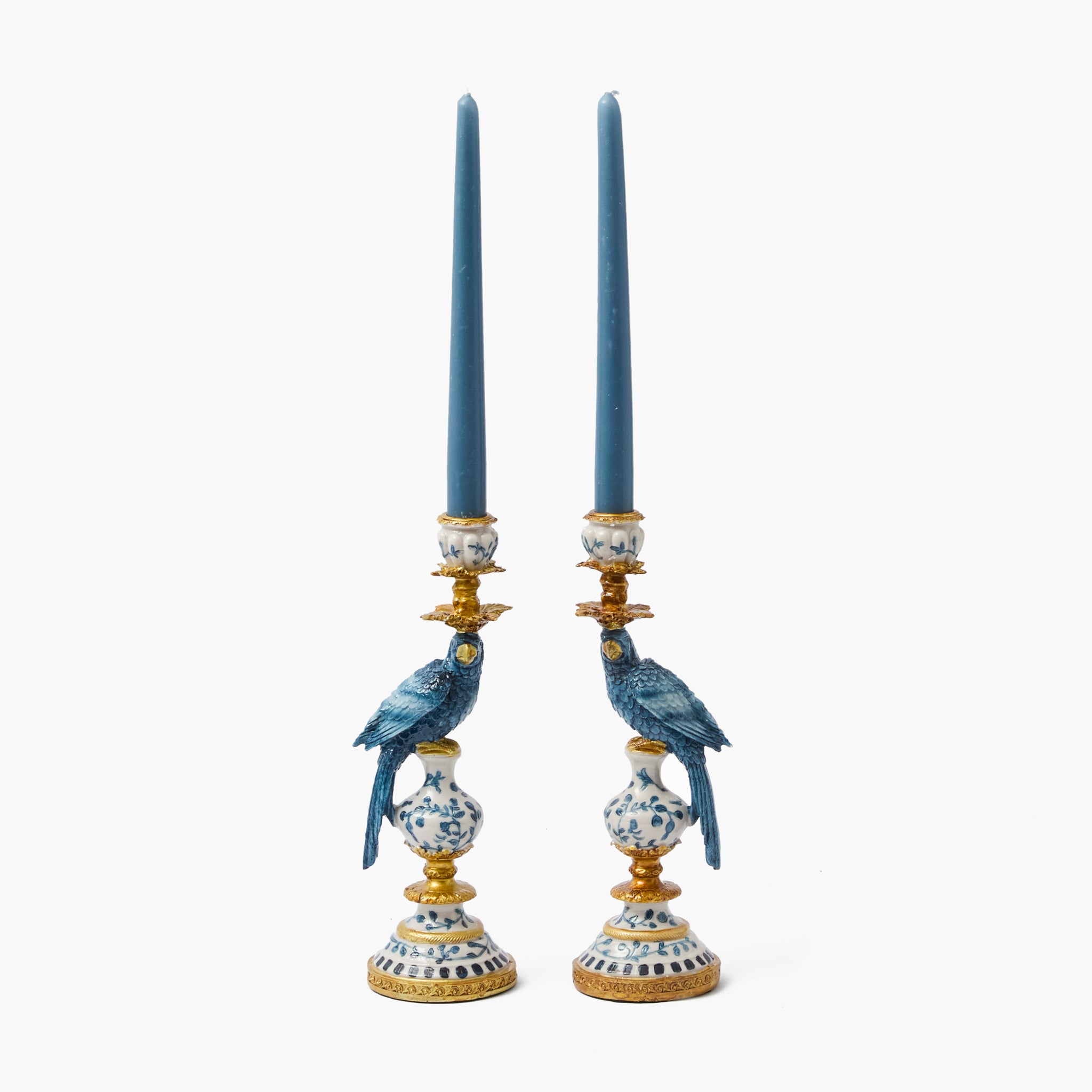 Small Blue Parrot Candle Holder (Pair)