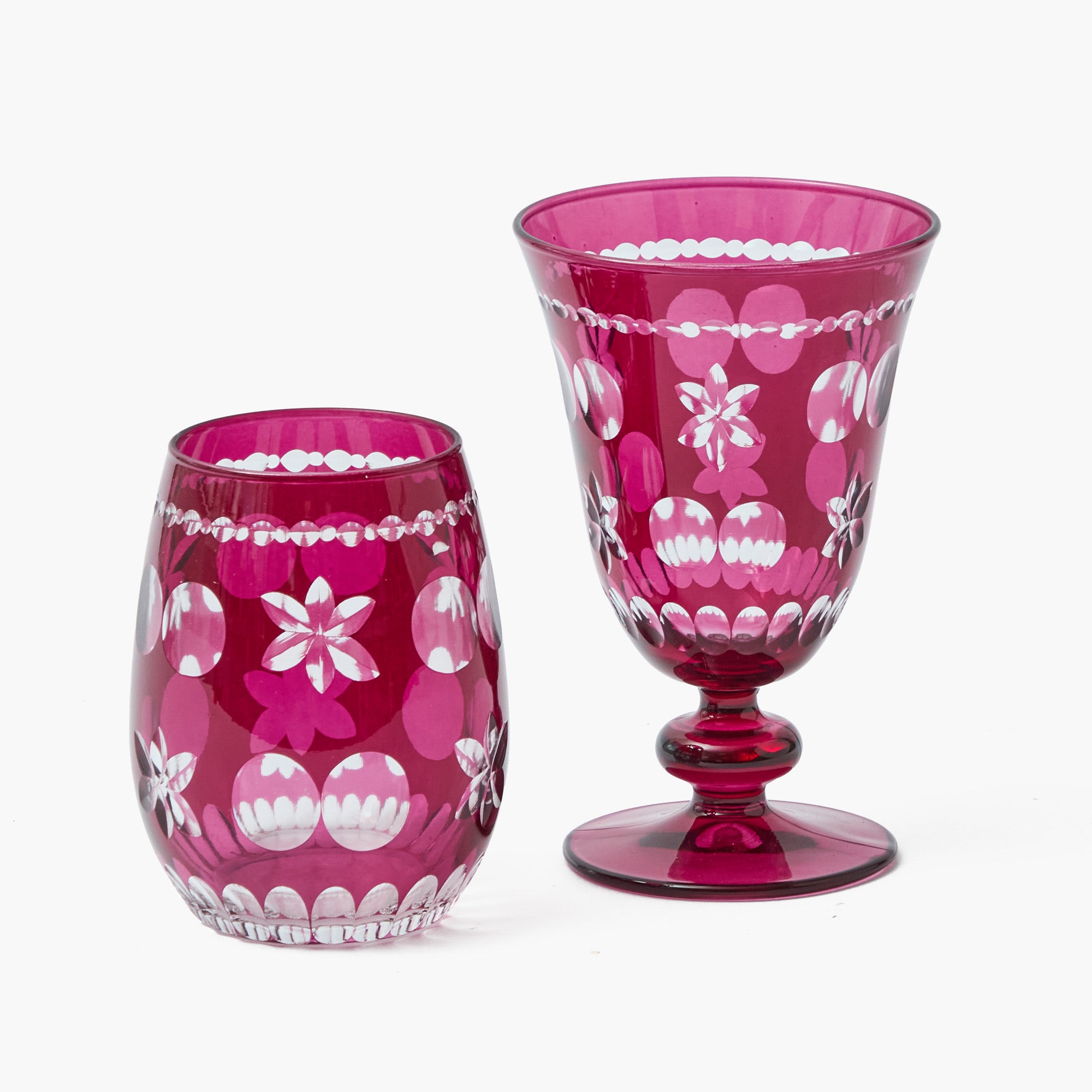 Aubergine Anita Engraved Glass (Set of 4)