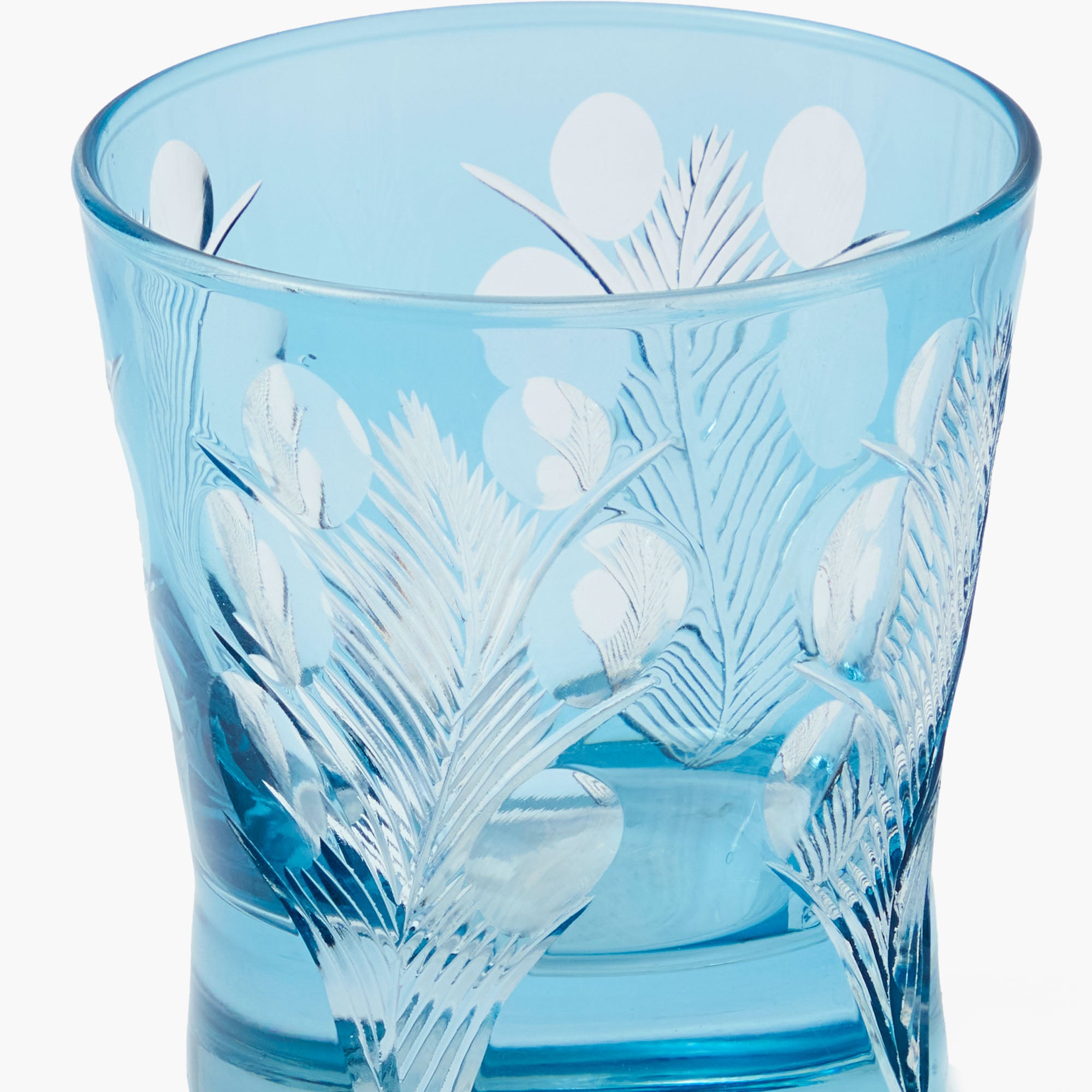 Blue Fern Engraved Water Glasses (Set of 4)