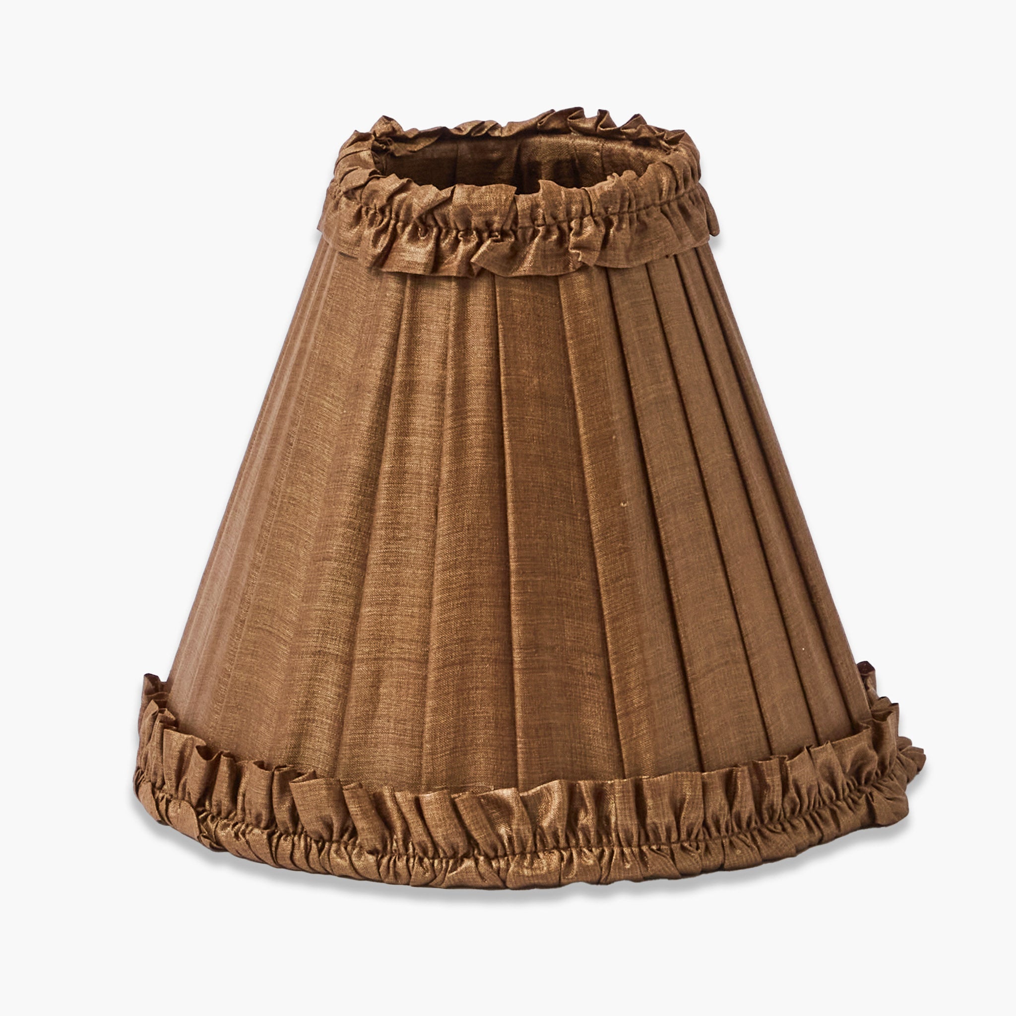 Blue Parrot Rechargeable Lamp with Brown Frilled Silk Shade (18cm)