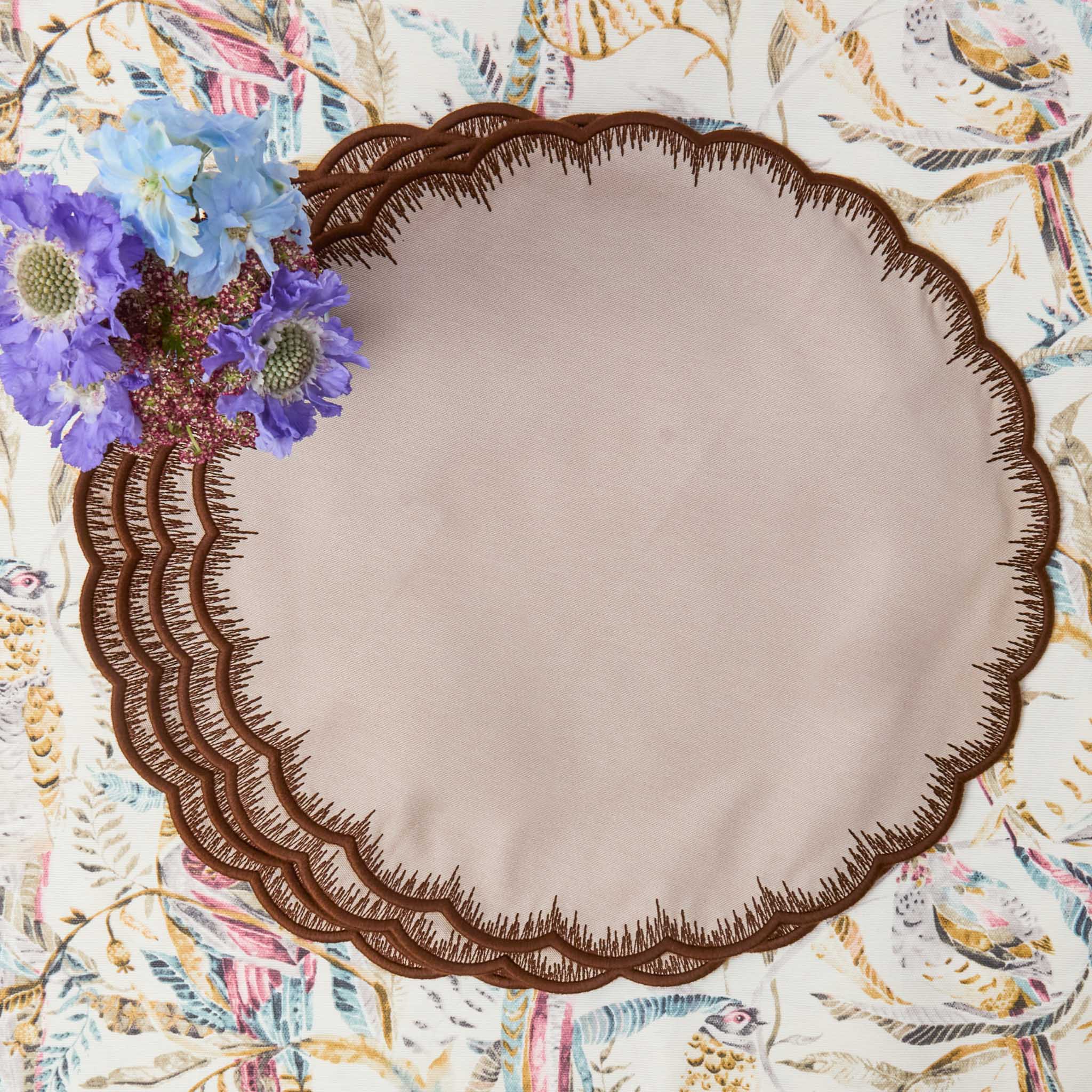 Isabella Taupe & Chocolate Placemats (Set of 4)