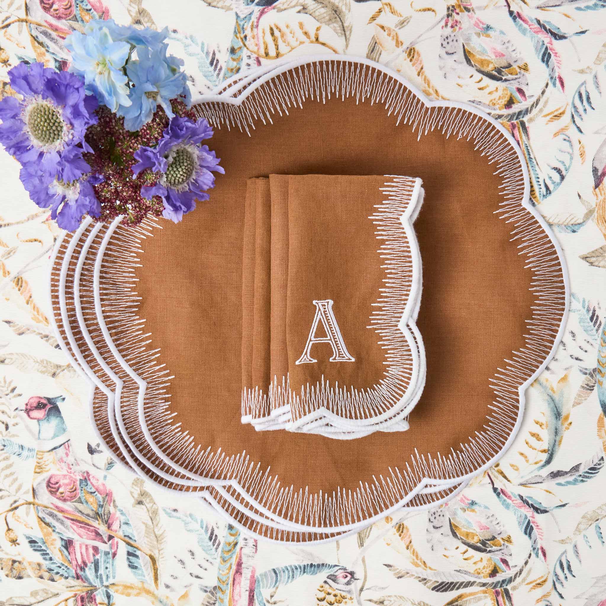 Alathea Caramel Linen Placemats & Napkins (Set of 4)