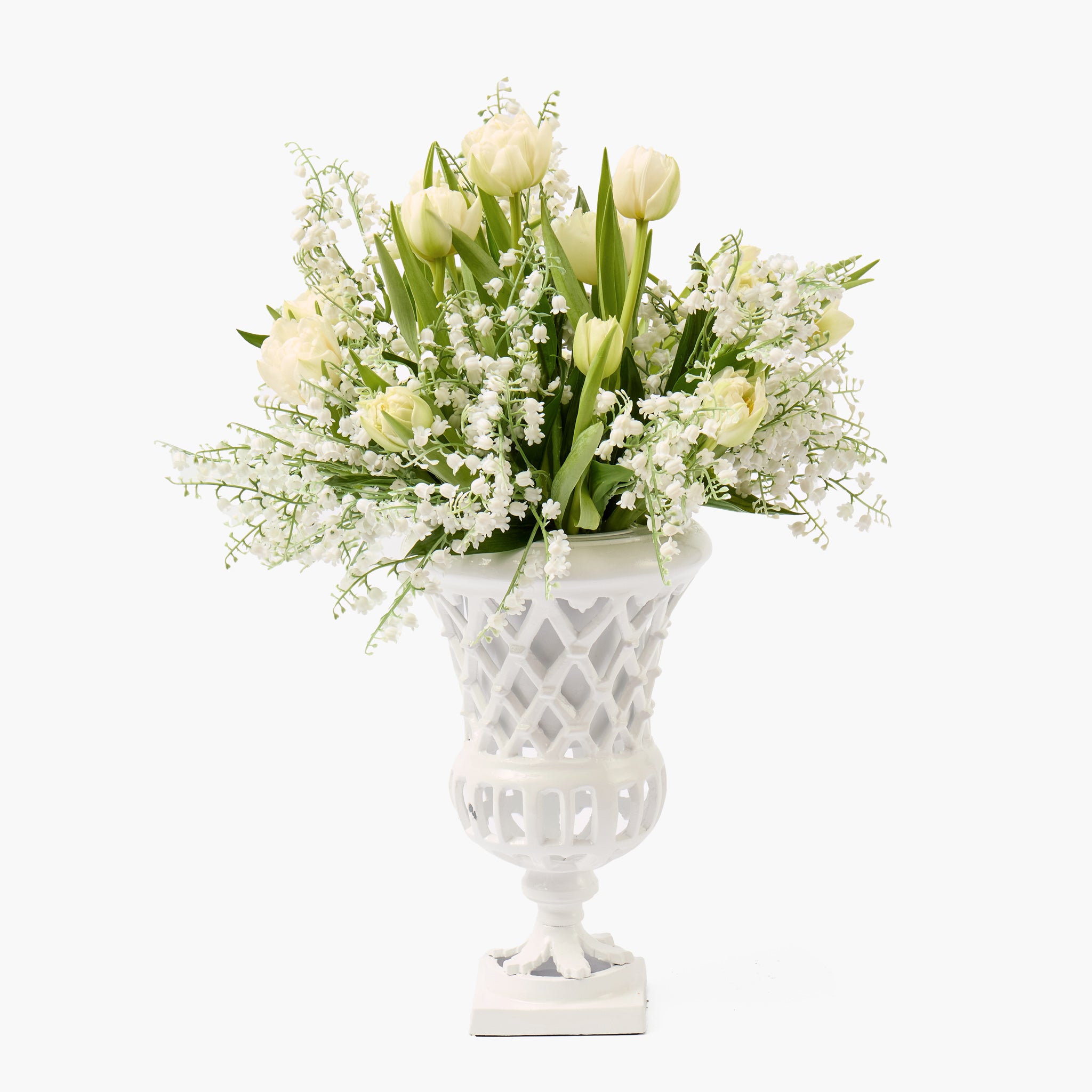 Small Adelaide White Lattice Urn Vase